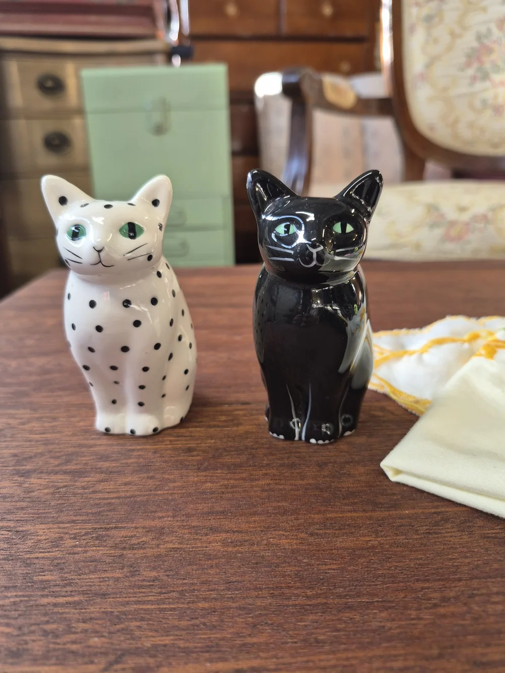 West Elm Black and White Cat Salt & Pepper Shakers